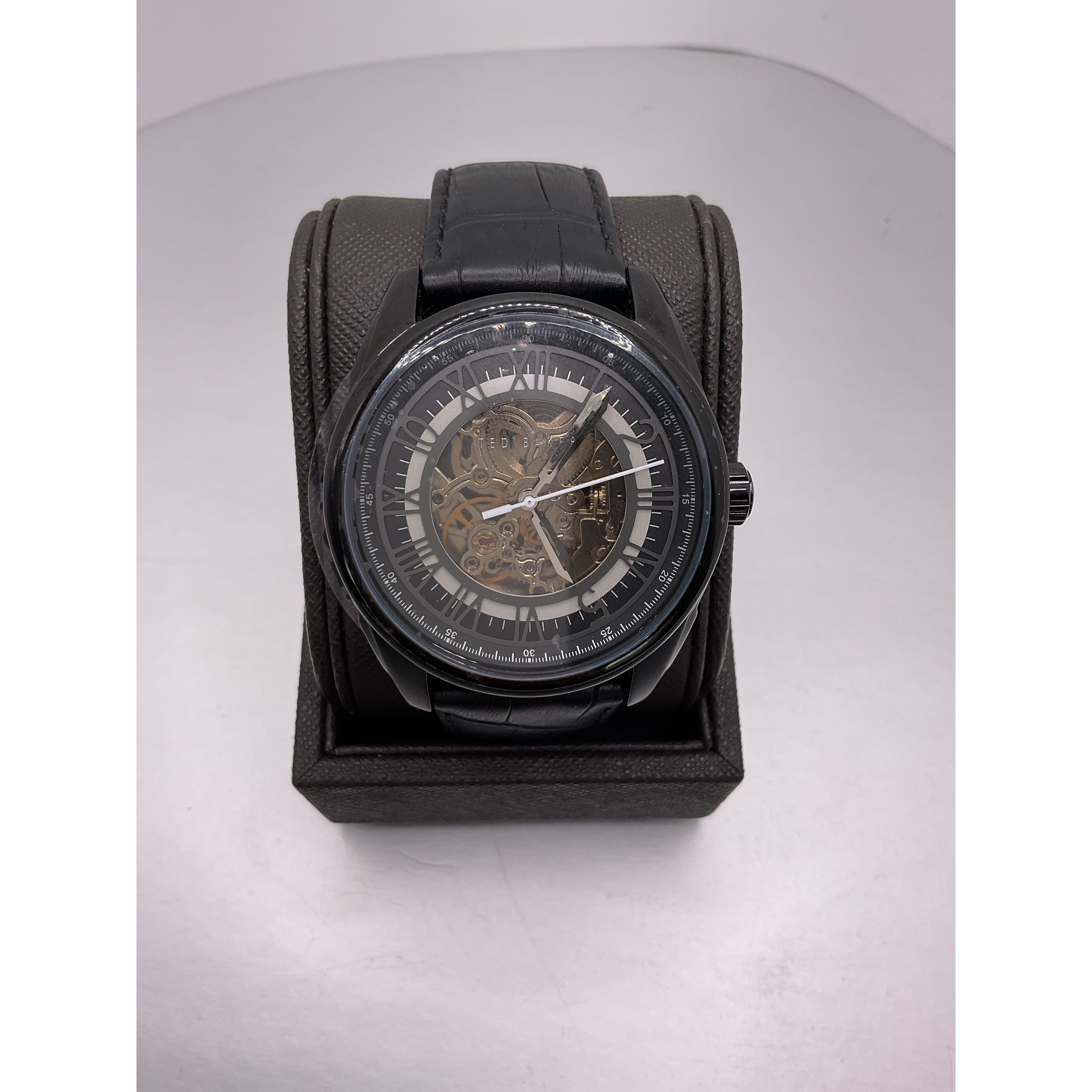 Ted Baker London Men's Automatic Black Leather Strap Watch TE1037