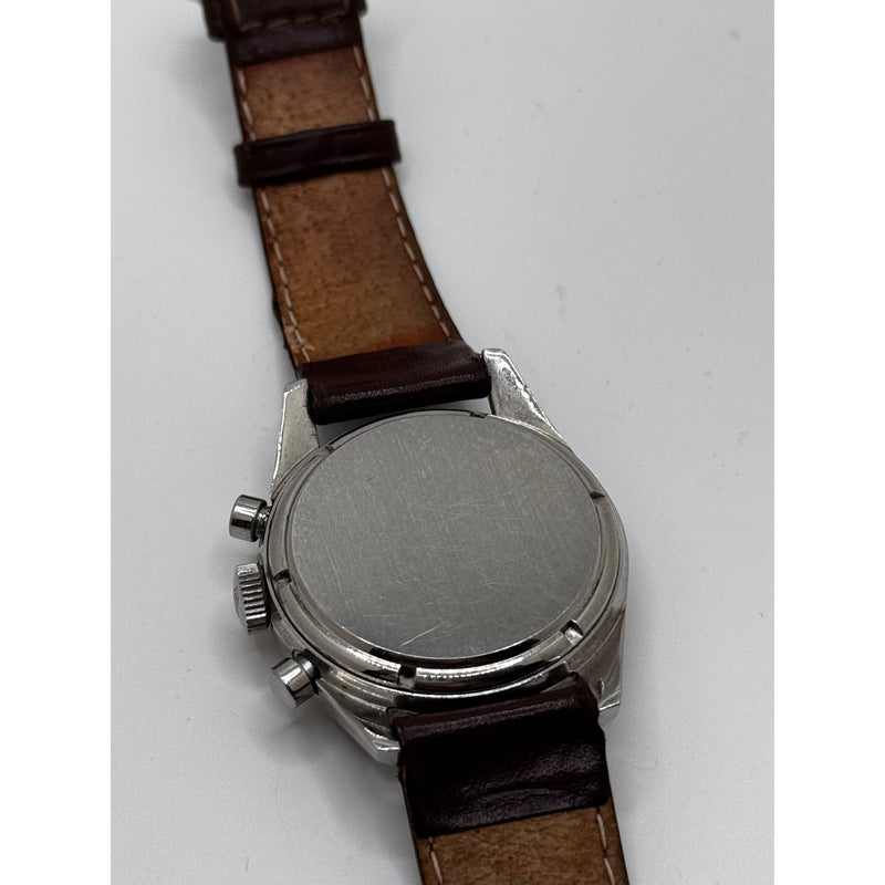 Heuer Men’s Carrera Silver Dial Brown Leather & Stainless Steel Strap Vintage Watch 2447T