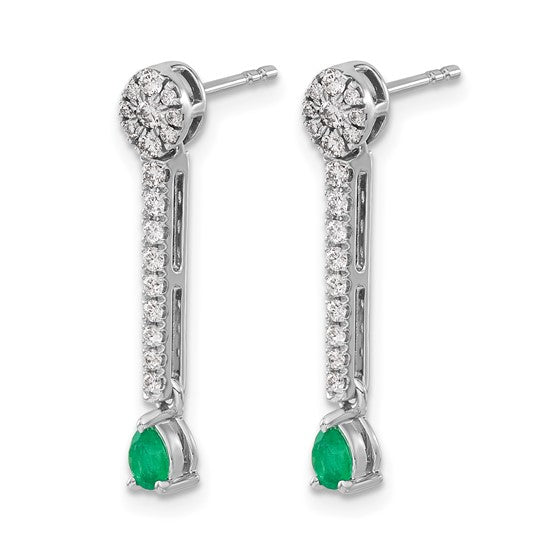 QGEM3882-EM-050-WA 14k White Gold Diamond and Emerald Fancy Earrings