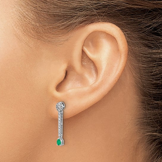 QGEM3882-EM-050-WA 14k White Gold Diamond and Emerald Fancy Earrings