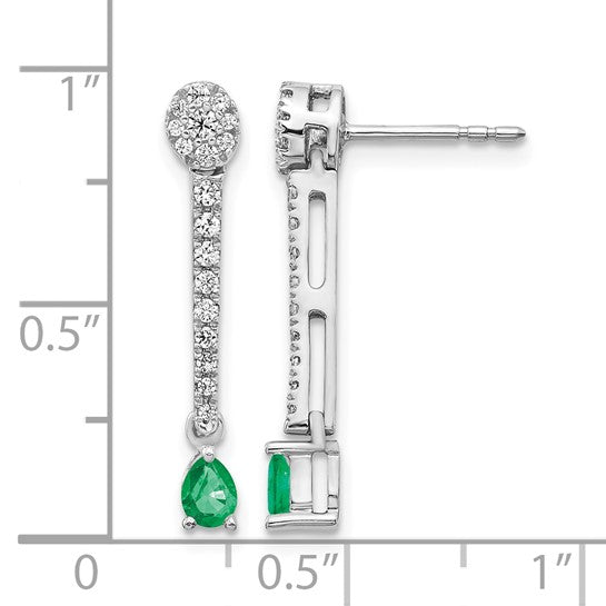 QGEM3882-EM-050-WA 14k White Gold Diamond and Emerald Fancy Earrings