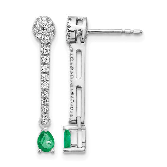 QGEM3882-EM-050-WA 14k White Gold Diamond and Emerald Fancy Earrings