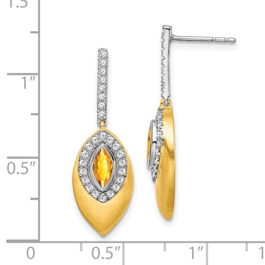 QGEM7132-CI-031-YWA 14k Two-tone Citrine and Diamond Dangle Earrings