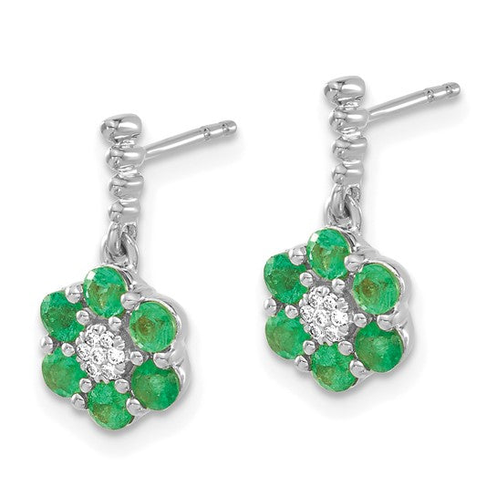 QGEM7191-EM-005-WA 14k White Gold Emerald and Diamond Earrings