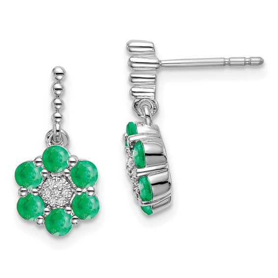 QGEM7191-EM-005-WA 14k White Gold Emerald and Diamond Earrings