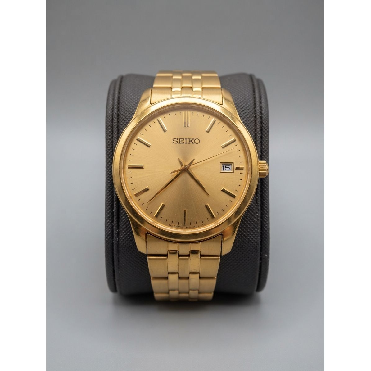 Seiko Essentials Yellow Gold Dial Men's Watch SUR442 Preowned