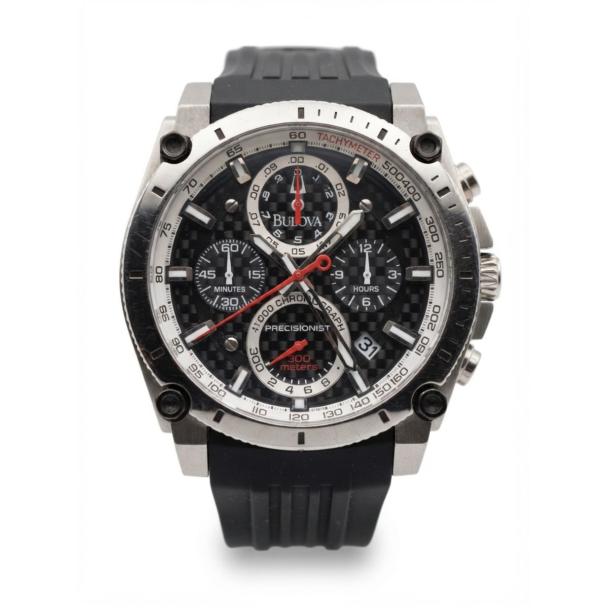 Bulova Precisionist Chronograph Black Dial Men's Watch 98B172 Preowned