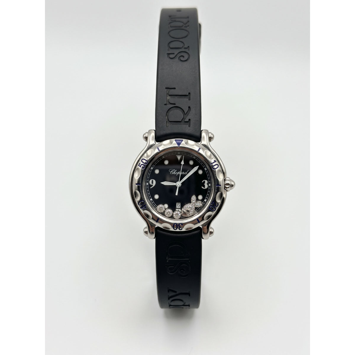 Chopard Happy Sport Floating Fish Diamond Rubber Strap Watch 8236
