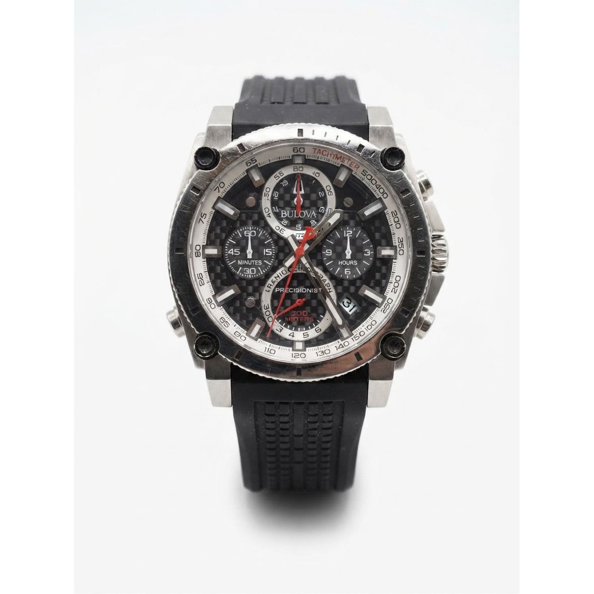 Bulova Precisionist Chronograph Black Dial Men's Watch 98B172 Preowned