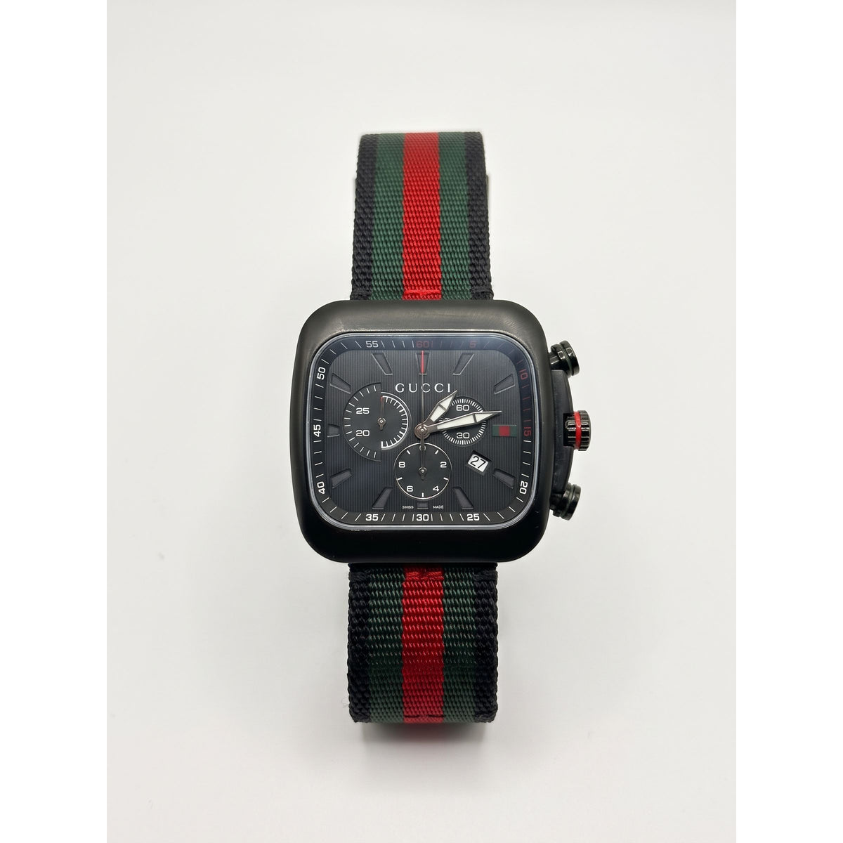 Gucci Coupe Chronograph Black Dial Nylon Strap Men's Watch YA131202