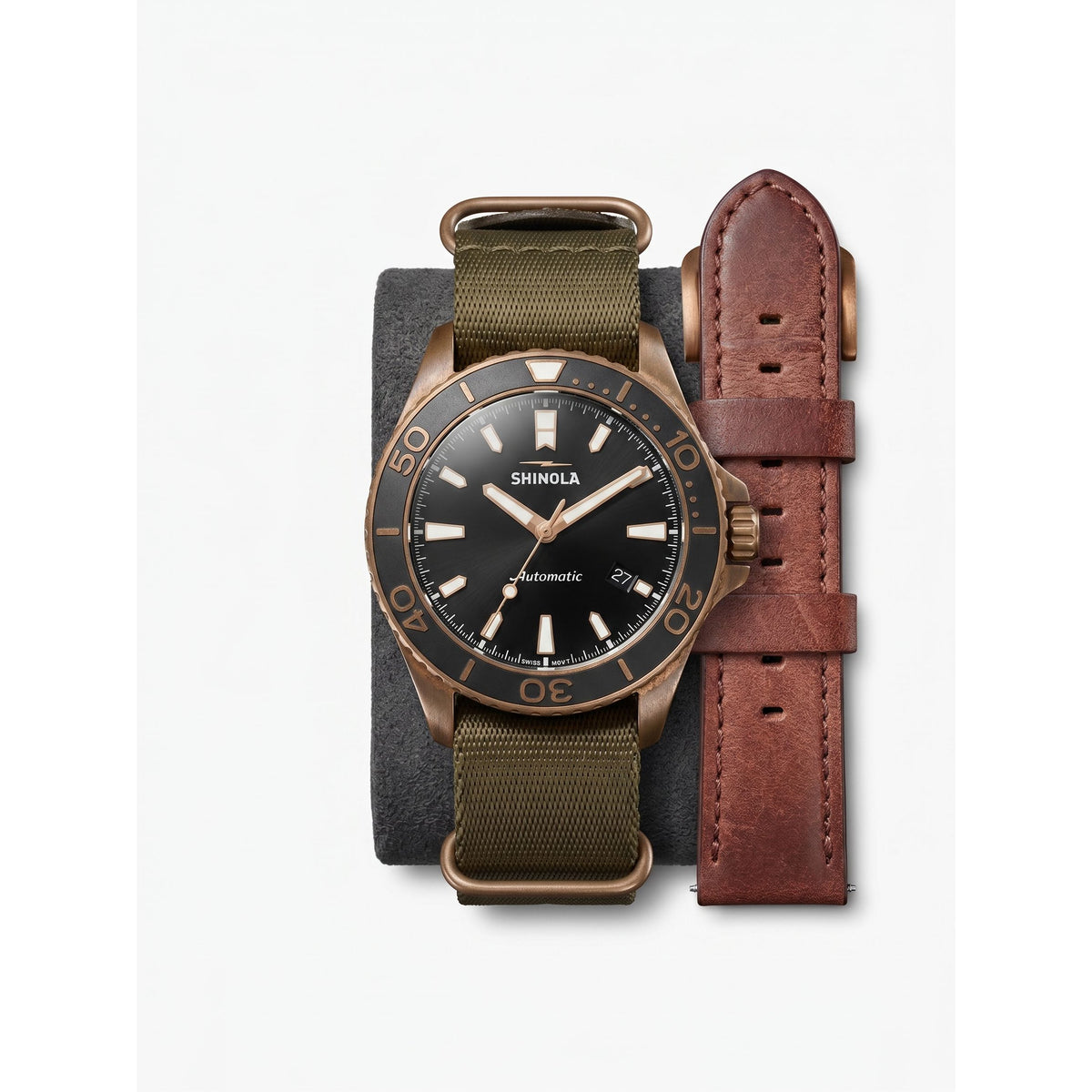 Shinola The Bronze Monster Automatic Black Dial Men's Watch S0120161956-1