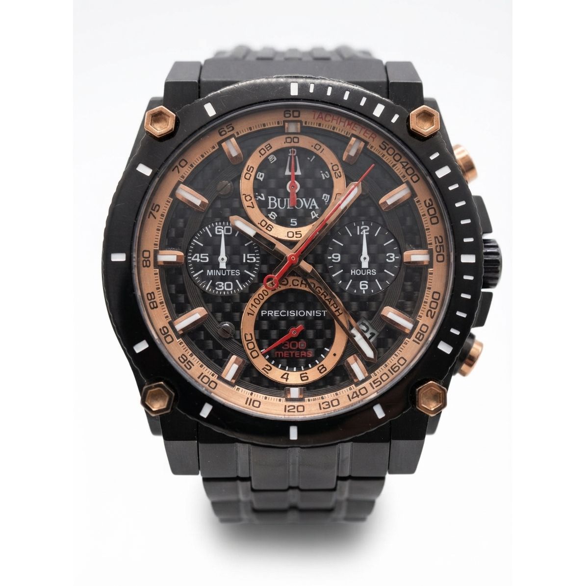 Bulova Precisionist High Precision Quartz Chronograph Black Dial Men's Watch 98B181 Preowned