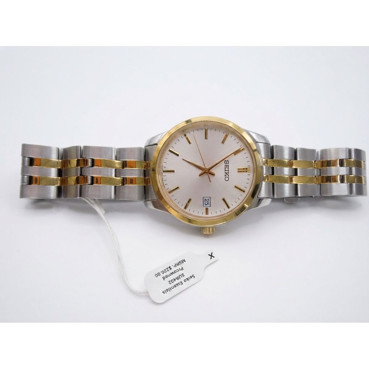 Seiko Essentials Gold-Tone White Dial Men's Watch SUR402 Preowned