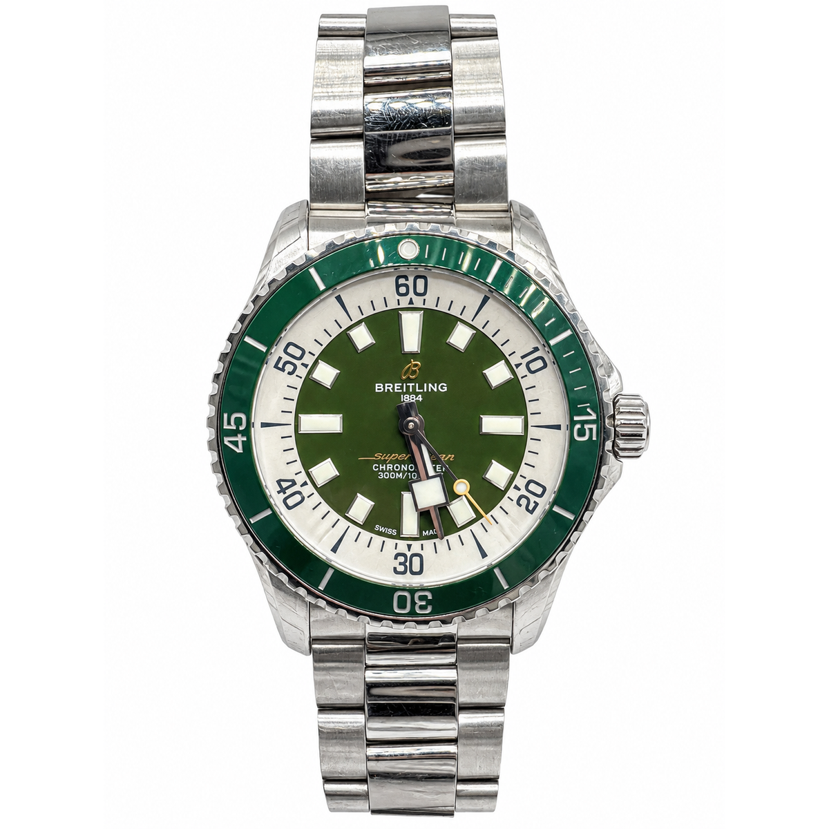 Breitling Superocean Automatic 44 Green Dial Stainless Steel Watch A17376A31L1A1 / A17376