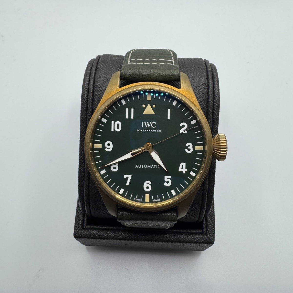 IWC Big Pilot's 43 Spitfire Automatic Green Dial Leather Watch IW329702