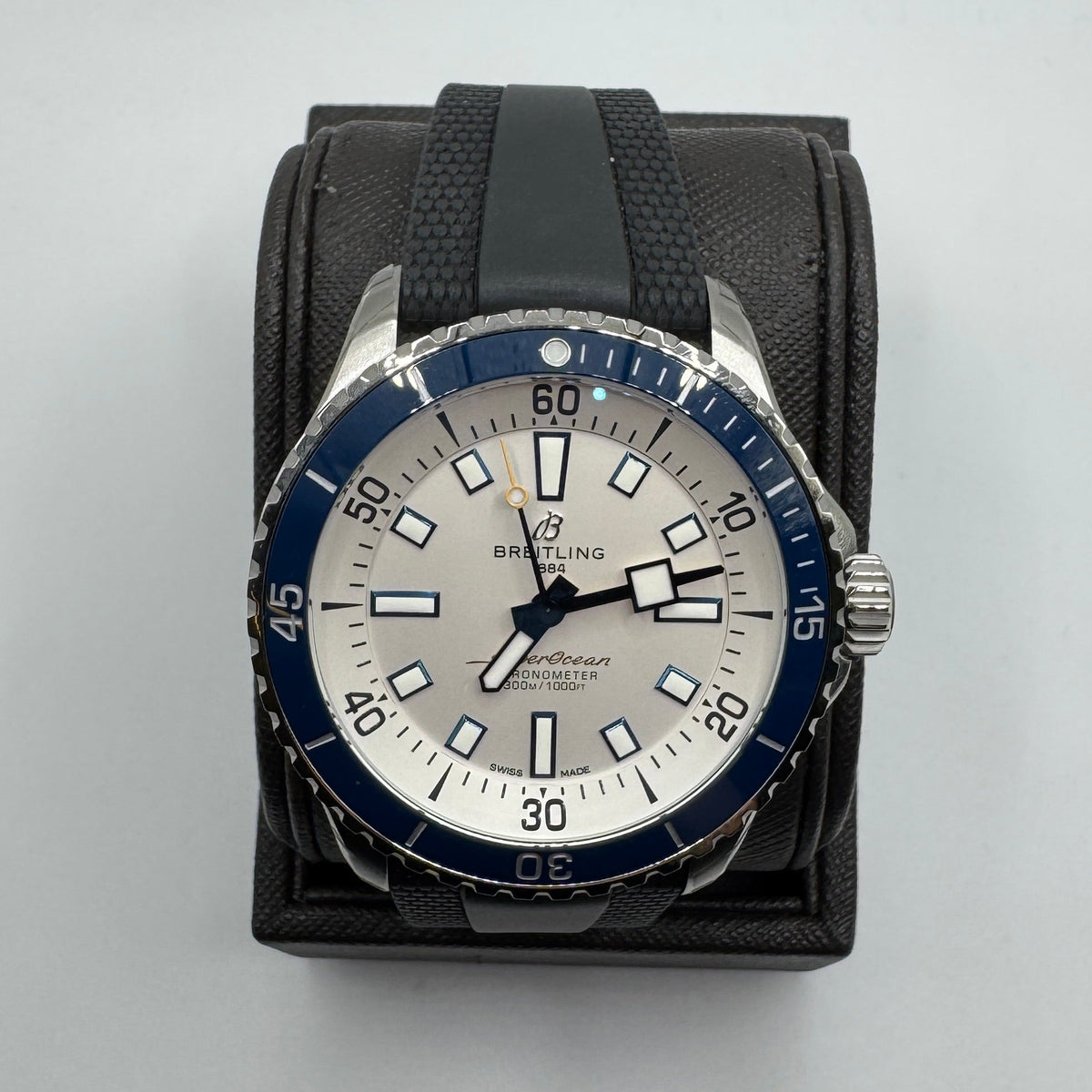 Breitling Superocean Automatic 42 Blue Rubber Strap Watch A17375E71G1S1 / A17375