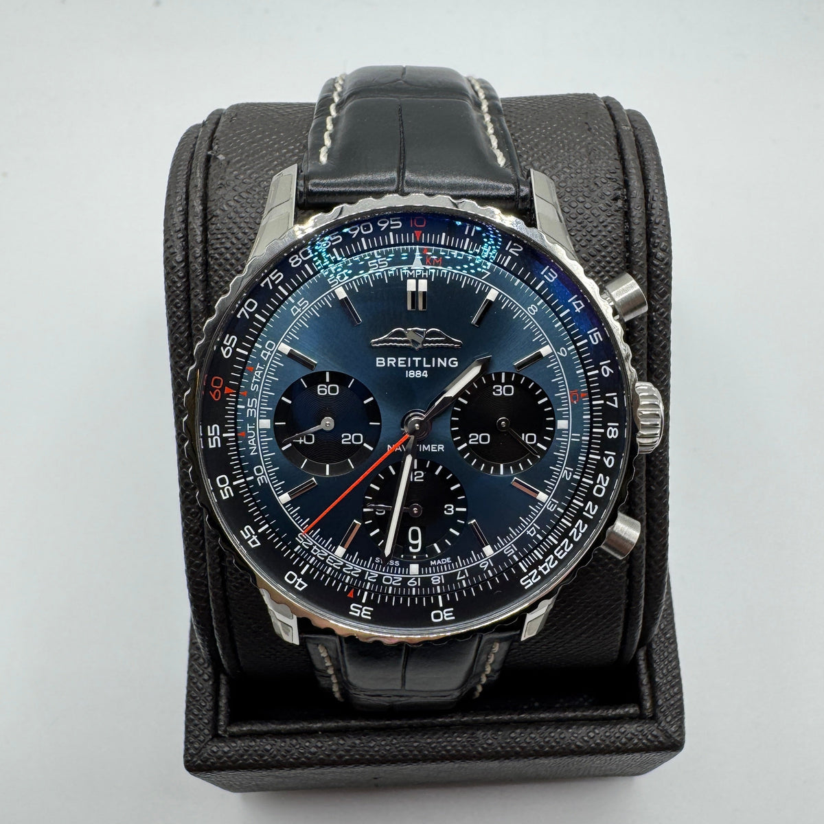 Breitling Navitimer B01 Chronograph 41 Blue Dial Black Leather Watch AB0139241C1P1 / AB0139