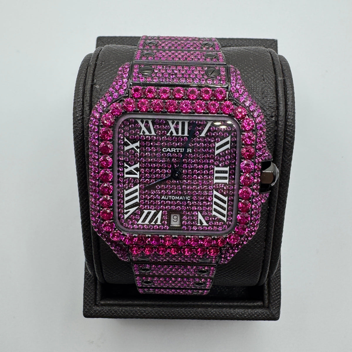 Cartier Santos De Cartier Iced Out Barbie Automatic Stainless Steel Watch WSSA0018