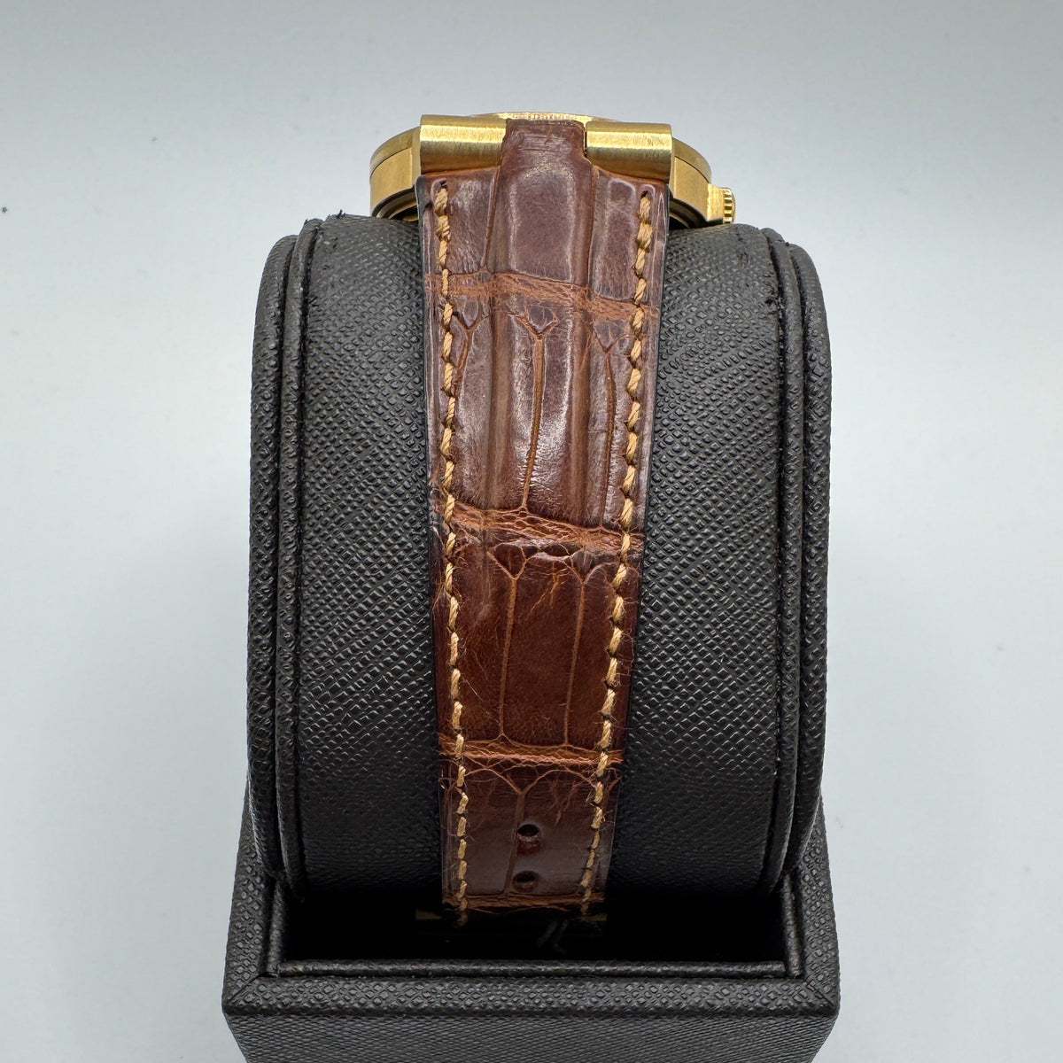 Bvlgari Diagono 18K 35mm Automatic Brown Leather Watch LCV35G