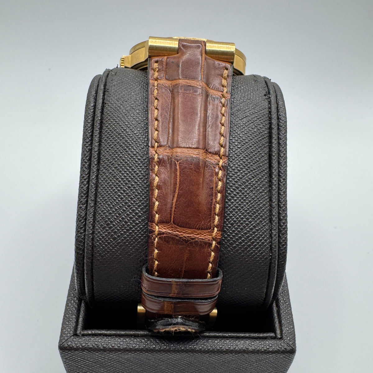 Bvlgari Diagono 18K 35mm Automatic Brown Leather Watch LCV35G