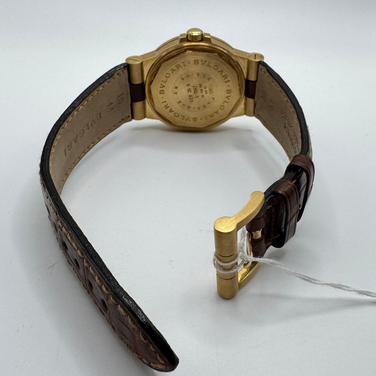Bvlgari Diagono 18K 35mm Automatic Brown Leather Watch LCV35G