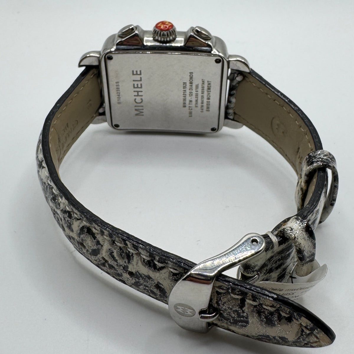 Michele Diamond Chronograph Black Dial Leather Ladies Watch MW06A01A1928