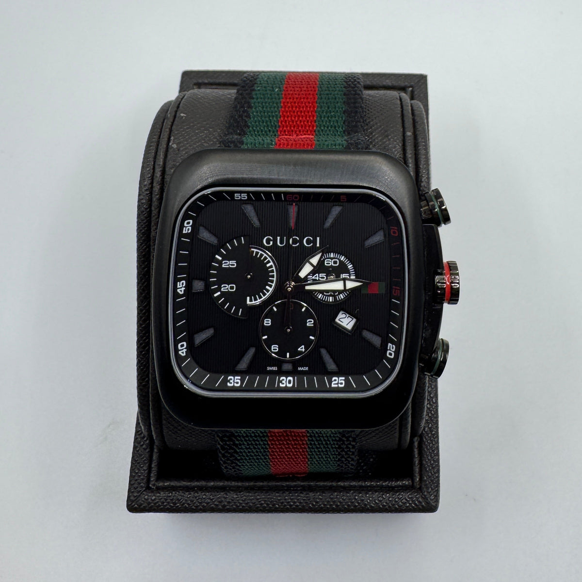 Gucci Coupe Chronograph Black Dial Nylon Strap Men's Watch YA131202