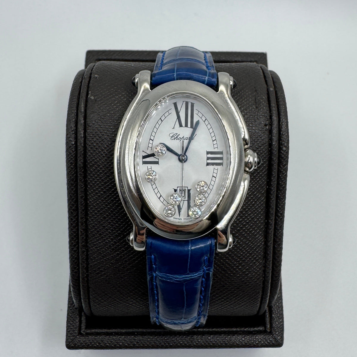 Chopard Happy Sport Diamond Dial Blue Leather Ladies Watch 8937