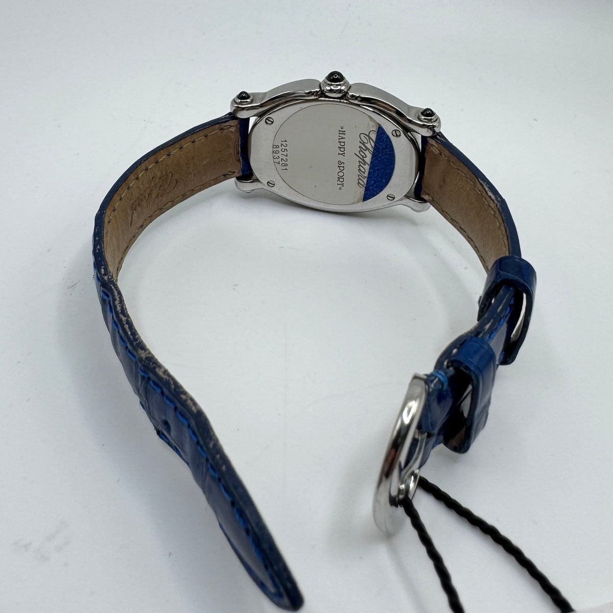 Chopard Happy Sport Diamond Dial Blue Leather Ladies Watch 8937
