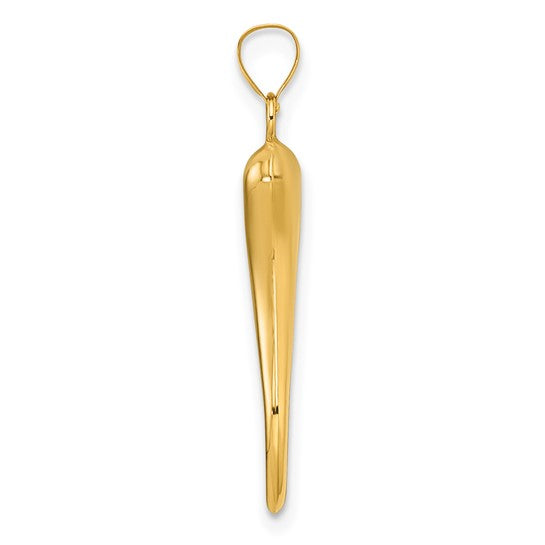 14k Polished Hollow 3-D Italian Horn Pendant QGK10047