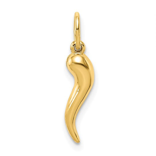 QGK6390 14k Hollow Italian Horn Pendant