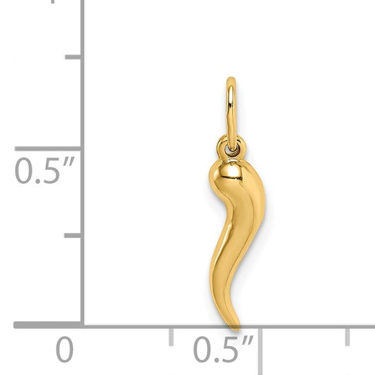QGK6390 14k Hollow Italian Horn Pendant