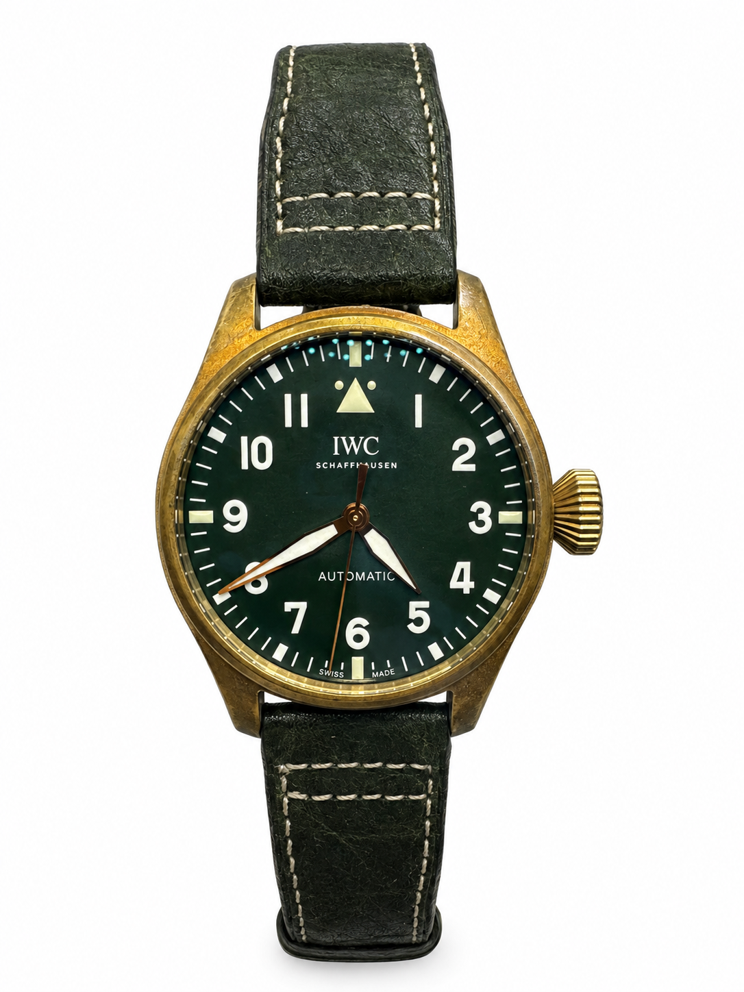 IWC Big Pilot's 43 Spitfire Automatic Green Dial Leather Watch IW329702