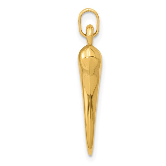 QGYC1095 14k Hollow 3-D Italian Horn Charm