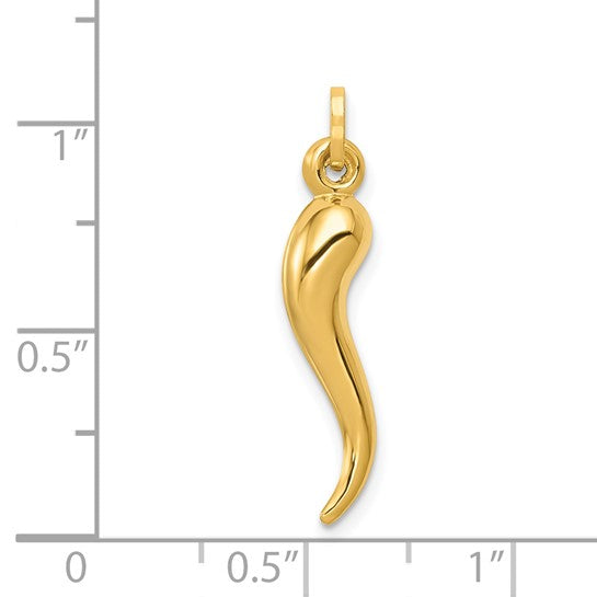 QGYC1095 14k Hollow 3-D Italian Horn Charm