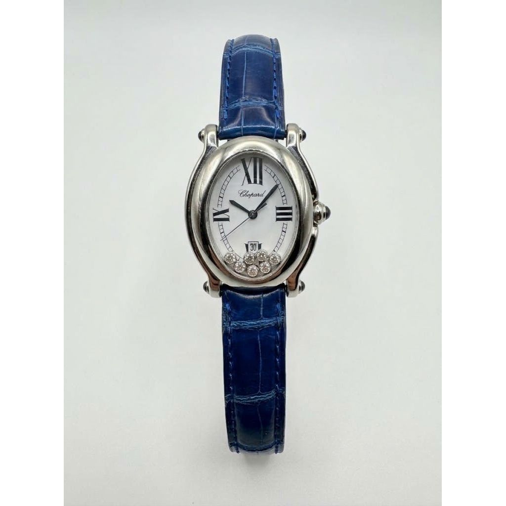 Chopard Happy Sport Diamond Dial Blue Leather Ladies Watch 8937