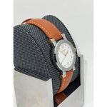 Movado Vizio Ladies White Dial Light Brown Leather Band Watch 1603924