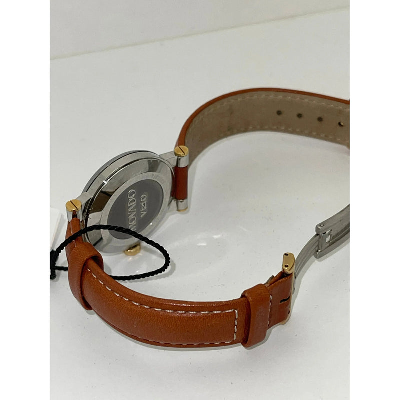 Movado Vizio Ladies White Dial Light Brown Leather Band Watch 1603924