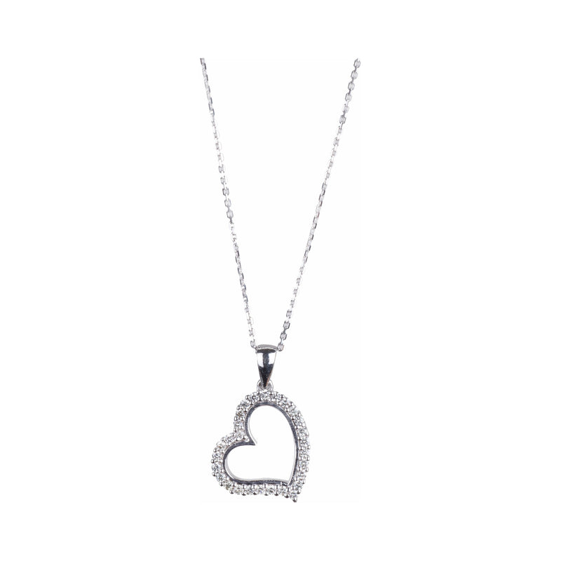 14K White Gold Ladies Diamond Heart Necklace 02062020F