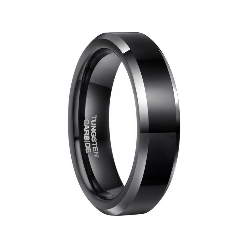 8MM Men's Black/Silver Tungsten Ring