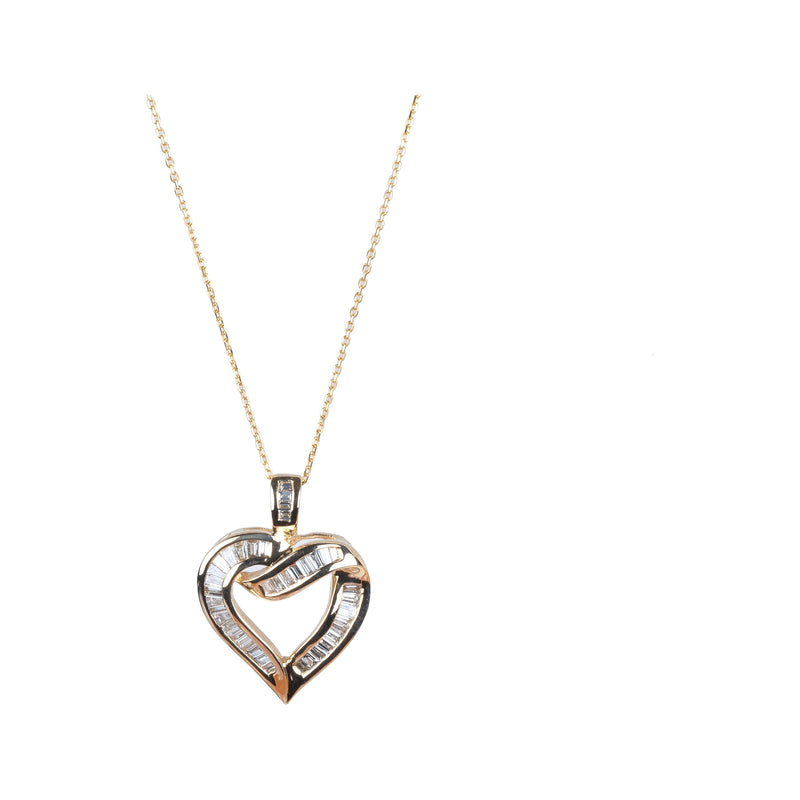 14K Yellow Gold Ladies Heart Diamond Necklace YGBDIANECK