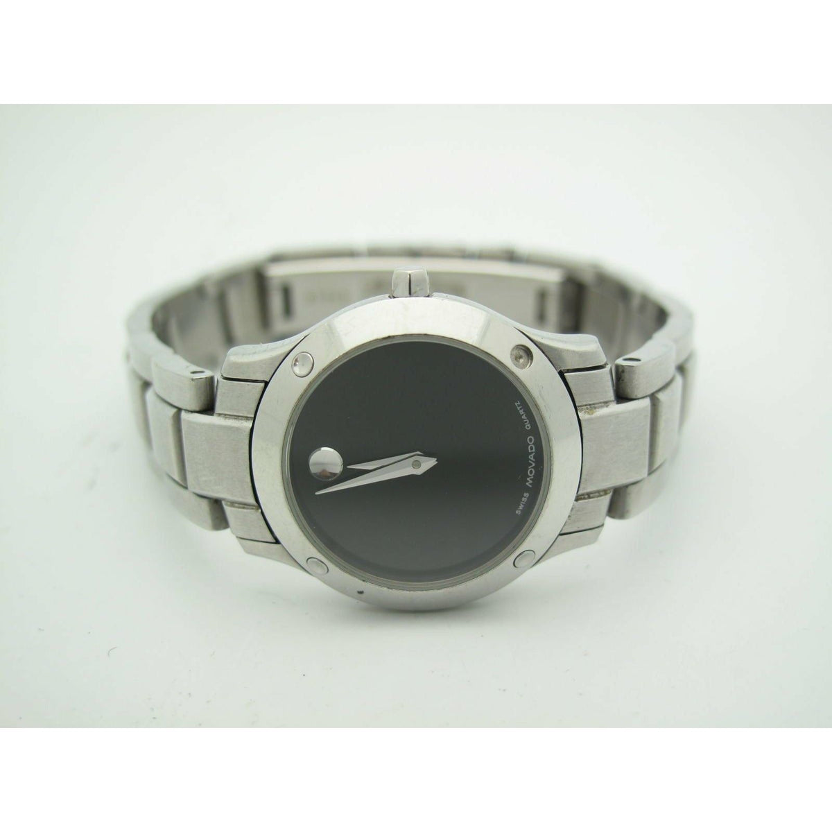 Movado Ladies Black Dial Stainless Steel Bracelet Watch 0604061