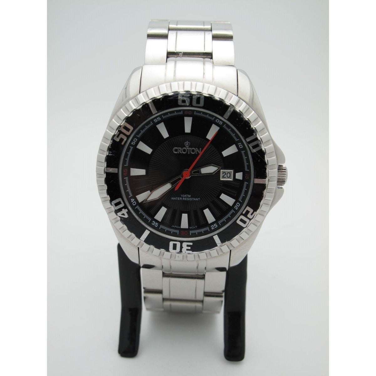 Croton Men's Black Dial Silver Stainless Steel Watch CA301230