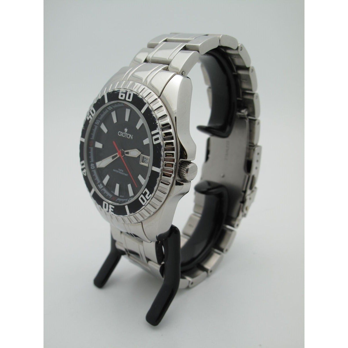 Croton Men's Black Dial Silver Stainless Steel Watch CA301230