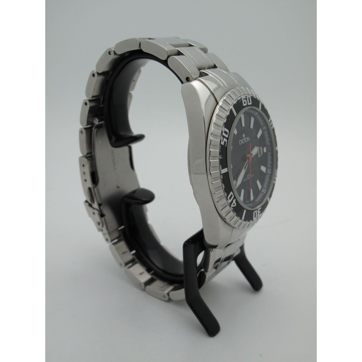 Croton Men's Black Dial Silver Stainless Steel Watch CA301230