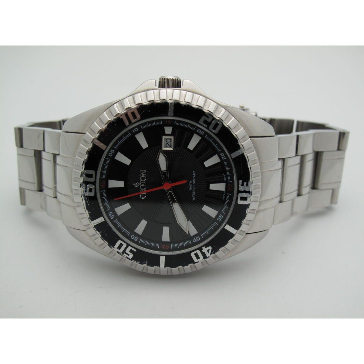 Croton Men's Black Dial Silver Stainless Steel Watch CA301230