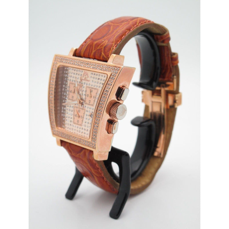 Techno Master Dial TM Men\'s JEWELERS ADAMS 3.50CT Chronograph Rose – Gold ELI Watch Diamond