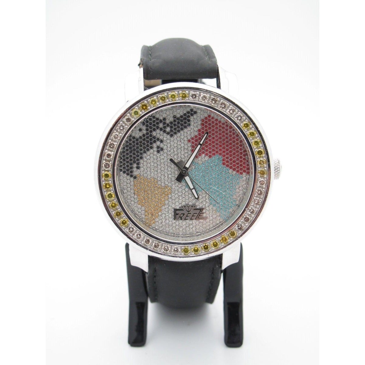 Freeze Men's Stainless Steel 1.50CT. Diamonds World Map Dial Watch FZ5466