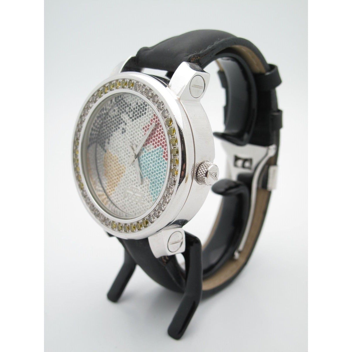 Freeze Men's Stainless Steel 1.50CT. Diamonds World Map Dial Watch FZ5466