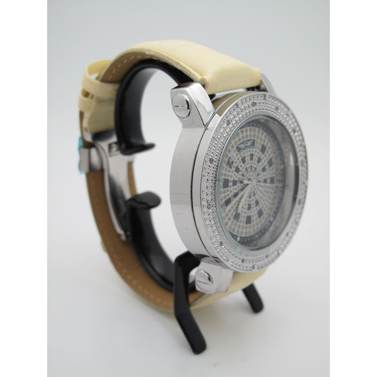 シム・シメール、【Daddy and the King】 King Master 104M Men's 0.06CT Diamonds Black & Silver Dial & Beige